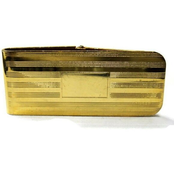 Gold Tone Engravable Money Clip Cash Holder Used - Picture 8 of 10